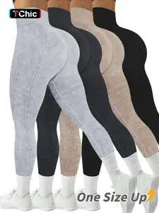 Women's Solid-Color High-Waist Stretchy Sports Leggings, Breathable Comfortable Skinny Pants for Yoga, Gym and Workouts, Ladies' Sportswear for All Seasons, Comfy Stretchy Leggings, Skinny Yoga Bottoms