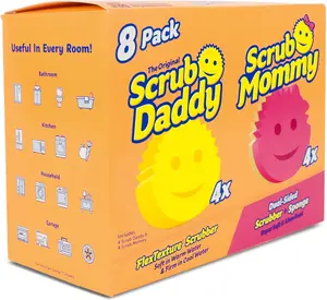 Scrub Daddy (4) + Scrub Mommy  (4) - Kitchen Sponges - Scratch-Free Dish Scrubber - Multipurpose Kitchen Cleaning Sponges - BPA Free Polymer Foam - Stain & Odor Resistant (8 Pack)