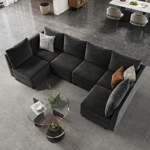 106'' Modular Sectional Sofa,convertibe lshaped sectional sofa 6 Seats Couch Set with Storage, U Shaped Sofa with USB Charging Port, Modern Comfy Chenille Couch for Living Room