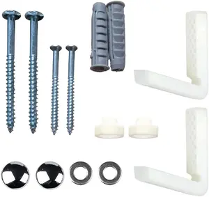 Essentials Angled Floor WC Toilet Pan/Bidet Fixing Bolts, Repair Bracket and Screws Bathroom Fitting Kit VeeBath