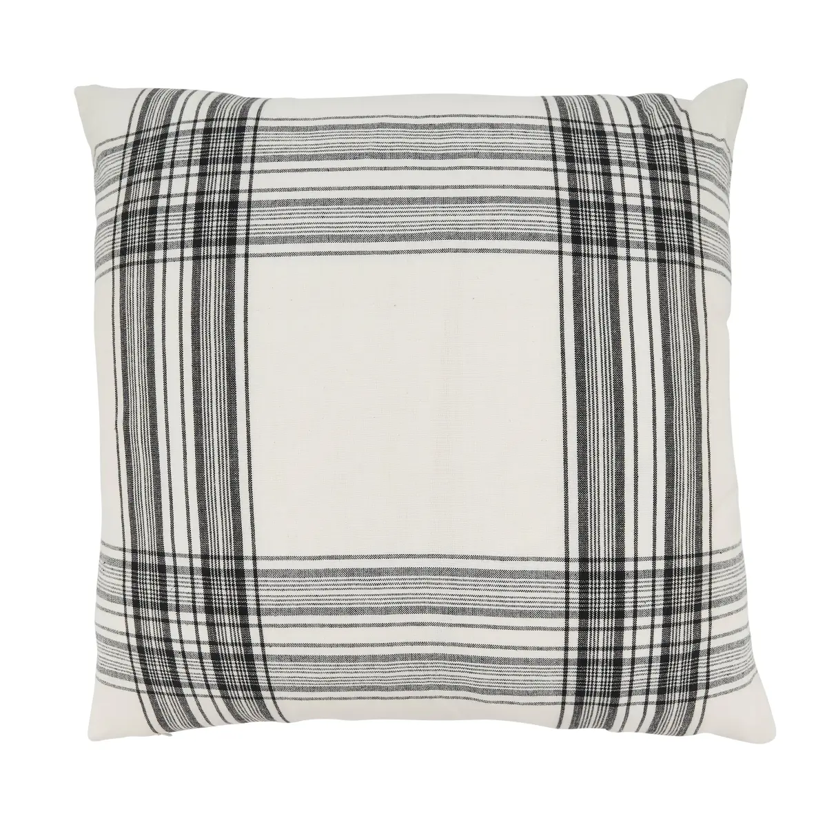 Saro Lifestyle 6562.BK20SP 20 in. Cuddly Chic Plaid Square Poly Filled Throw Pillow, Black