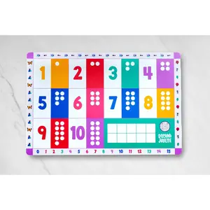 Numbers Placemat for Toddlers & Kids – Non-Slip Placemat with Numbers 1-10, Patterns & QR Code Activity – Interactive Preschool Math Learning Mat