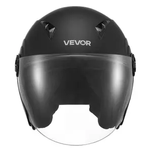 VEVOR Motorcycle Helmet, 3/4 Open Face, Adult Motocross Dirt Bike Helmet with Clear Visor, Comfortable Motorbike Racing Street with Detachable Liner for Men & Women, DOT Approved, (Matte Black, L)Summervibes