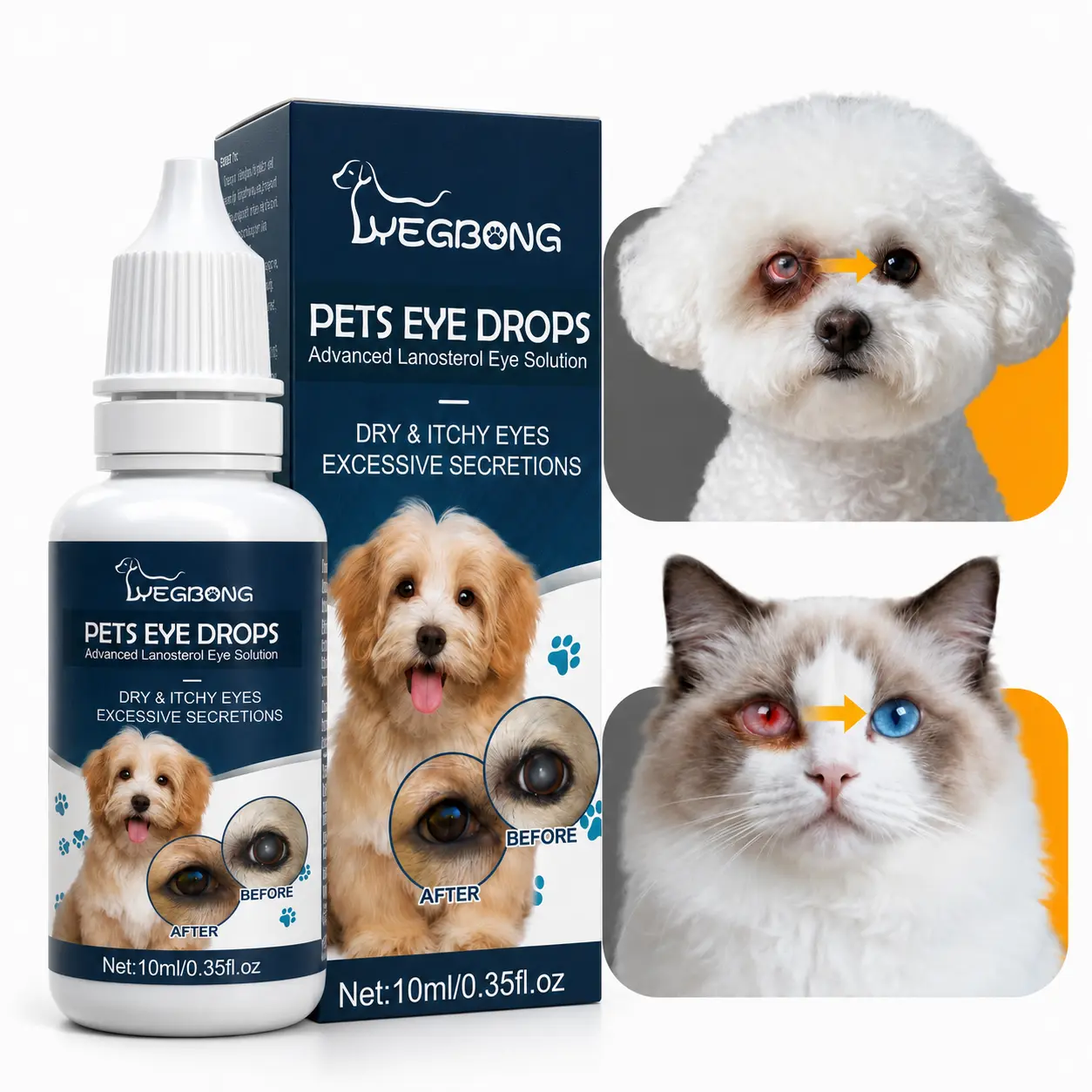 Eye Drops for Eye Infection Treatment, Soothe Infection Allergy, Relieve Dry Eyes & Red Eye，Eye Cleaner and Tear Stain Remover for Dogs and Cats | 10 ml 0.33 FL OZ (1 Bottle)