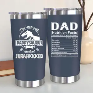 Daddysaurus Insulated Water Bottle Tumbler with Lid - Funny Dinosaur Gift for Dad, Men's Fathers Day & Birthday Flask, Water Bottles