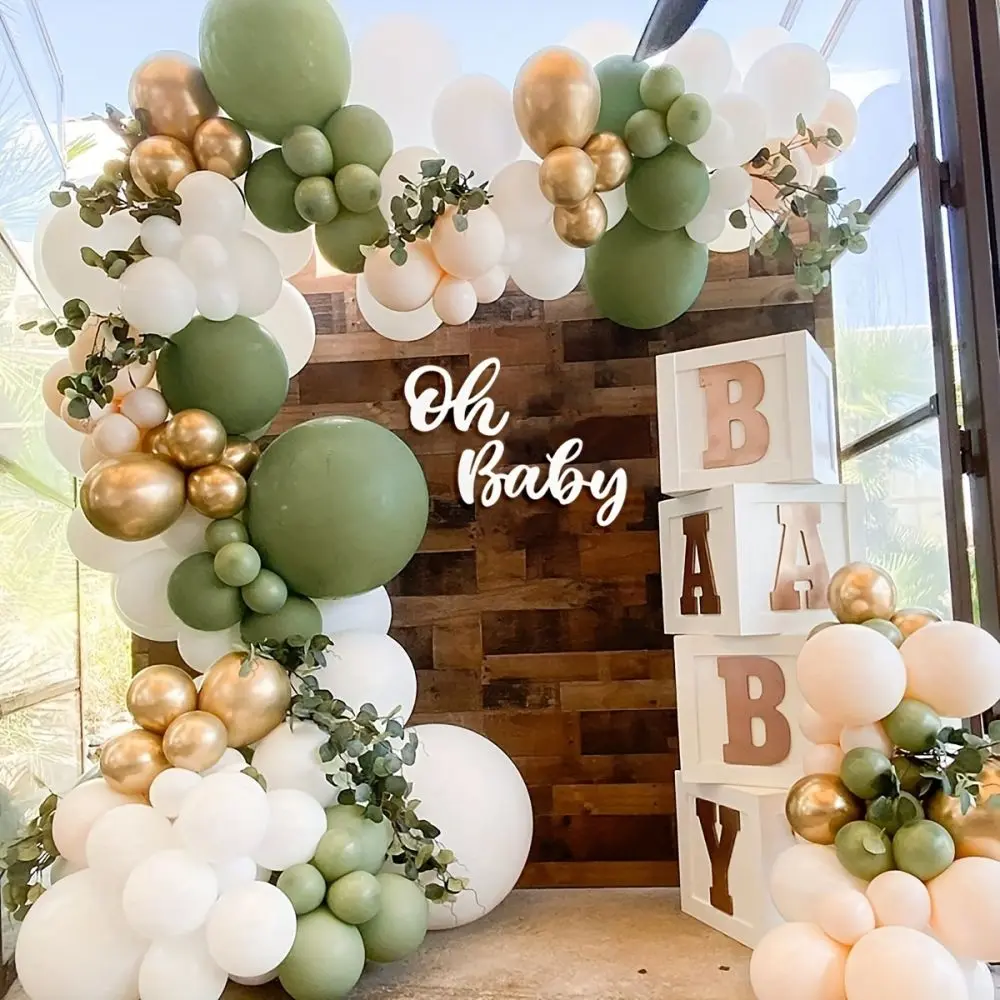 Plain Neutral Sage Green & Olive Matte Party Balloons Balloon Arch Kit - Multiple Sizes, Home & Festive Room Accessories for Baby Shower, Birthday Decorations, Balloon Arch Kits