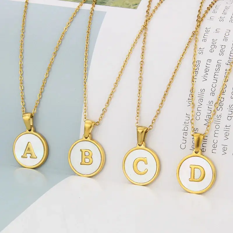 2pcs/ lot Minimalist Initial Enamel White A-Z Letter Necklace for Women Gold Color Alphabet Pendant Jewelry Girls Birthday Gifts Wholesale Elegant Design Versatile Accessory