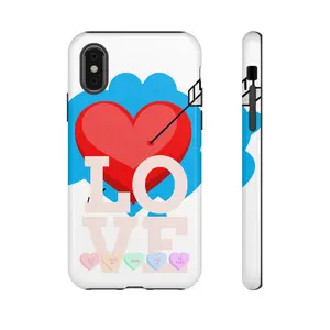 Cupid Heart Arrow LOVE phone case | Valentine conversation hearts design
