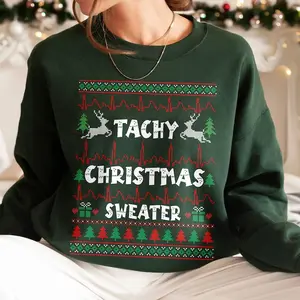 Nurse Tele Tech Ekg Ugly Christmas Sweater, Medical Cardiac Icu Xmas Sweatshirt,Cvicu Rn Telemetry Unit Holiday Gift,Tachy Christmas Sweater