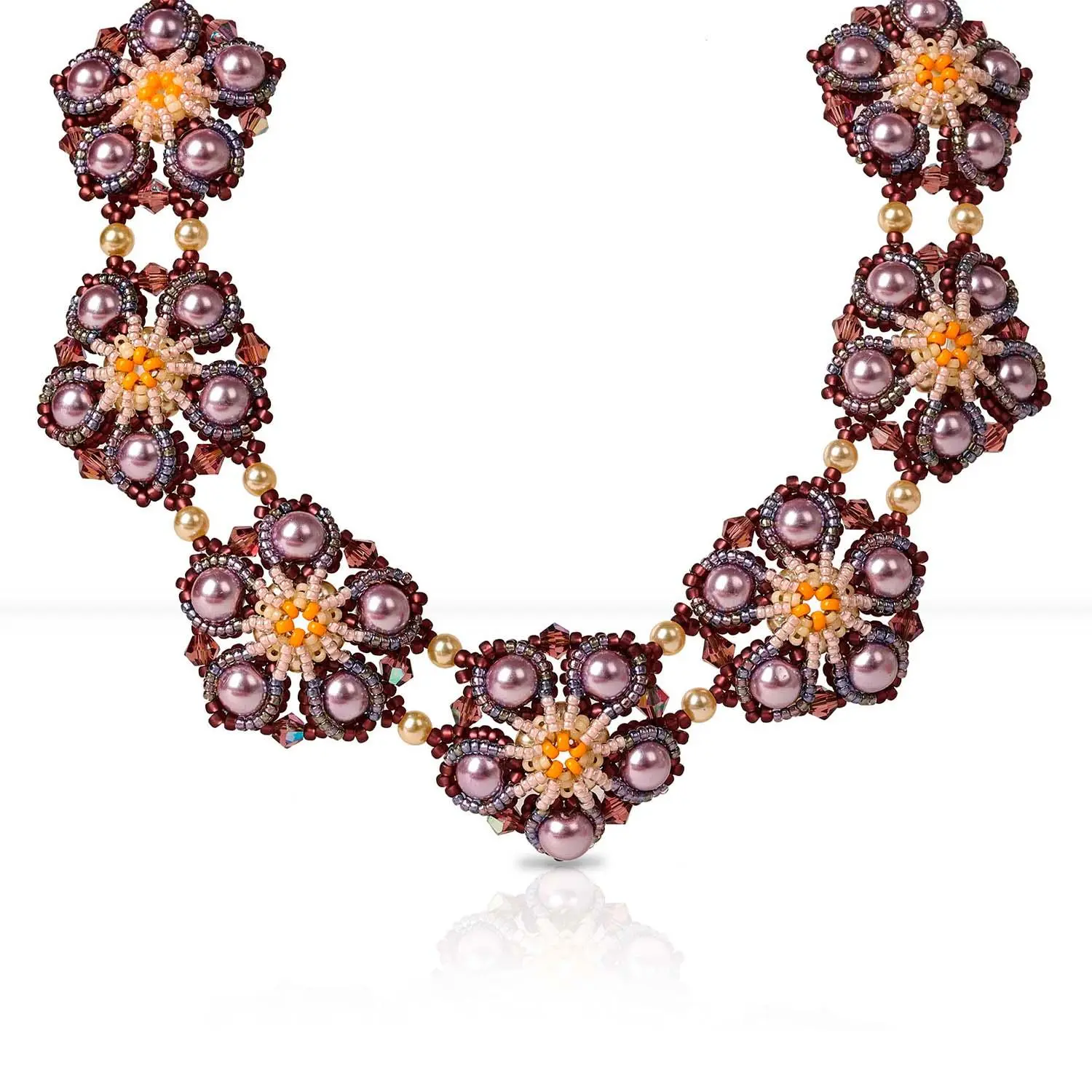 Kit - Winnie Pearl Floral Necklace with Pearl & Crystal Cluster Earrings