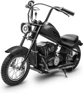 【Christmas Gift】Black Electric Dirt Bike for Kids 15 MPH Top Speed 24V 300W Motor LED Lights and 12 Inch Air Filled Tires Black