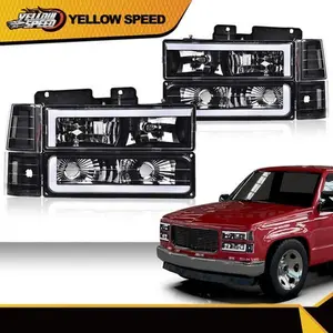 Fit For 1994-2000 GMC C10 C/k Suburban Black/Clear Corner LED DRL Headlight Lamp