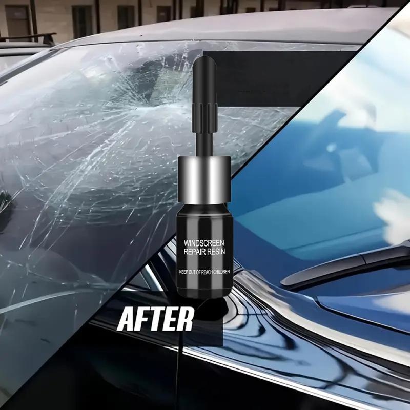 Windshield Crack Repair Kit, Car Window Cracks Gone Glass Repair Fluid, 2 Bottles Nano Glass Crack Repair Liquid Quick Windshield Repair for Chips and Cracks, Bulls-Eye and Star-Shaped Crack, black