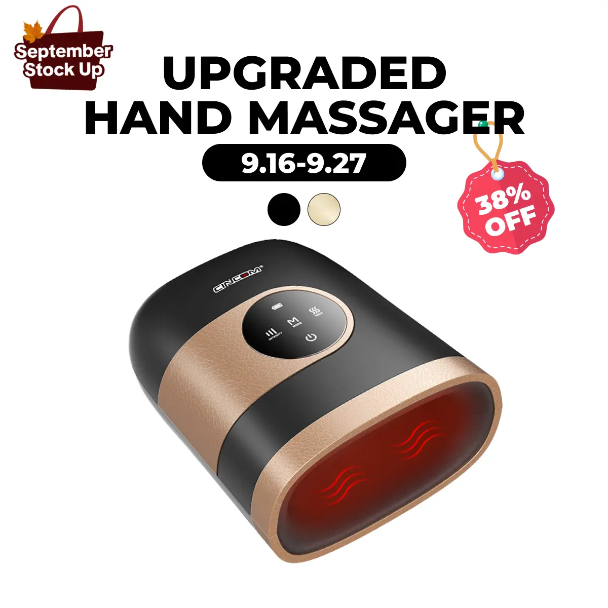 CINCOM Upgraded Hand Massager, Cordless Finger Soother with Gentle Warmth, Customizable Comfort Settings, Easy-to-Read Display, Rechargeable, Perfect for Relaxation, Ideal Gift for Loved Ones,dorm essentials
