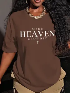 Women's Motivational Short Sleeve T-Shirt, Cross Geometric Design, Casual Fitted Christian Clothing, All Seasons Comfort Wear