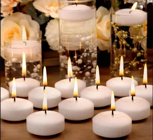 Floating Candles 2-Inch - 12 Pack White Unscented Floating Candles Smokeless Decoration