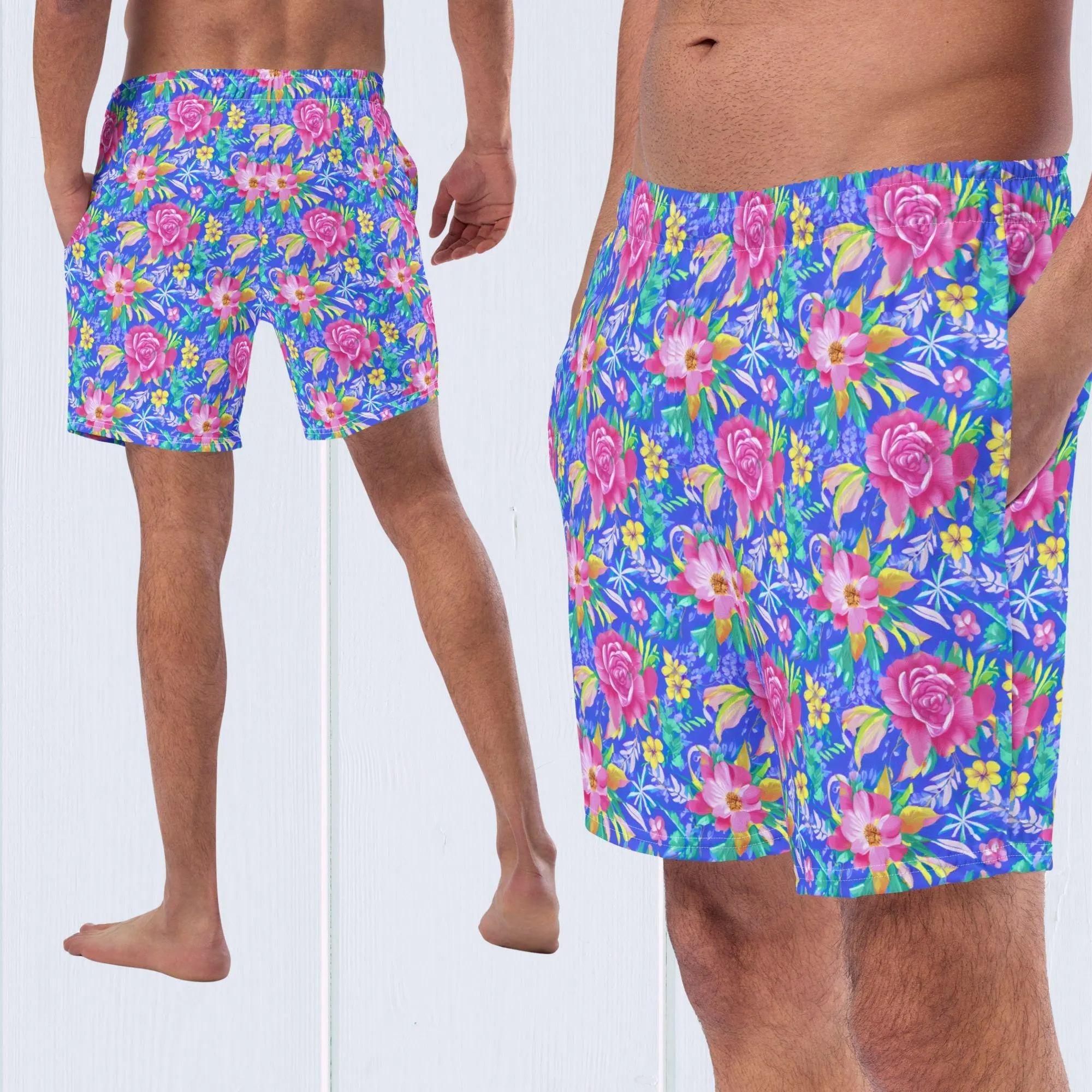 KEEGAN CONVERT Matching Tropical Rose Swimwear Set His & Hers Vacation Bathing Suits Hawaii Style Bikini and Shorts Set for Couples - Clothes, Womenswear