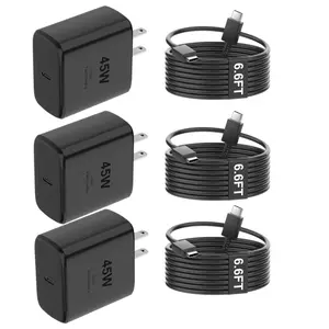 45W Super Fast Charging Type-C Phone Charger Adapter with 6.6 Ft Type-C Data Cable for Galaxy S25/S25 Ultra/S25+/S24 Ultra/S24/S24+/S23 Ultra/S23/S22/S20/S21/Note 10, Galaxy Tab