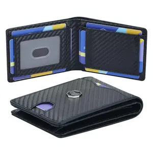 Royal Bagger Men's Carbon Fiber Wallet - RFID Blocking Genuine Leather, Large Capacity Bifold
