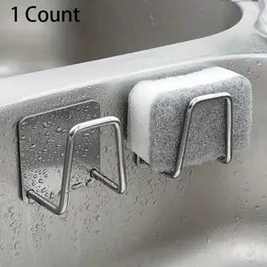 Stainless Steel Kitchen Sink Sponge Holder, Multifunctional Adhesive Wall-mounted Drain Drying Storage Hooks, Home Organizer, Space Saving Organizer, Versatile Organizer, Wall Mountable