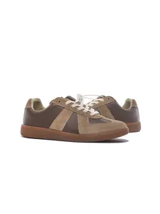 Unisex Outdoor Casual Lace-Up Closed Sneakers, Walking Shoes, Patchwork Design, Low Top, Medium Width, Rubber Sole, All Seasons, Daily Wear