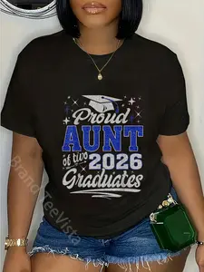 100% Cotton Proud Aunt of Two 2026 Graduates Funny Class of 26 Senior T-Shirt
