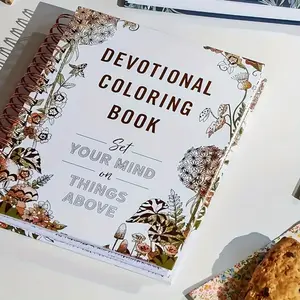 Adult coloring books, Devotional Coloring Book, for relaxation and creativity, featuring floral illustrations, guidance on meditation techniques, elegant cover designs, and botanical art paintings.