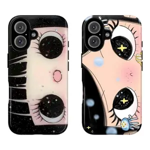 Dreamy INS Glittering Big Eyes Comic Girl Lovely Phone Case Compatible for iPhone 17Promax 16 15 14 13 12 11 and for Samsung S21-S25 Perfect Gift for Her Him