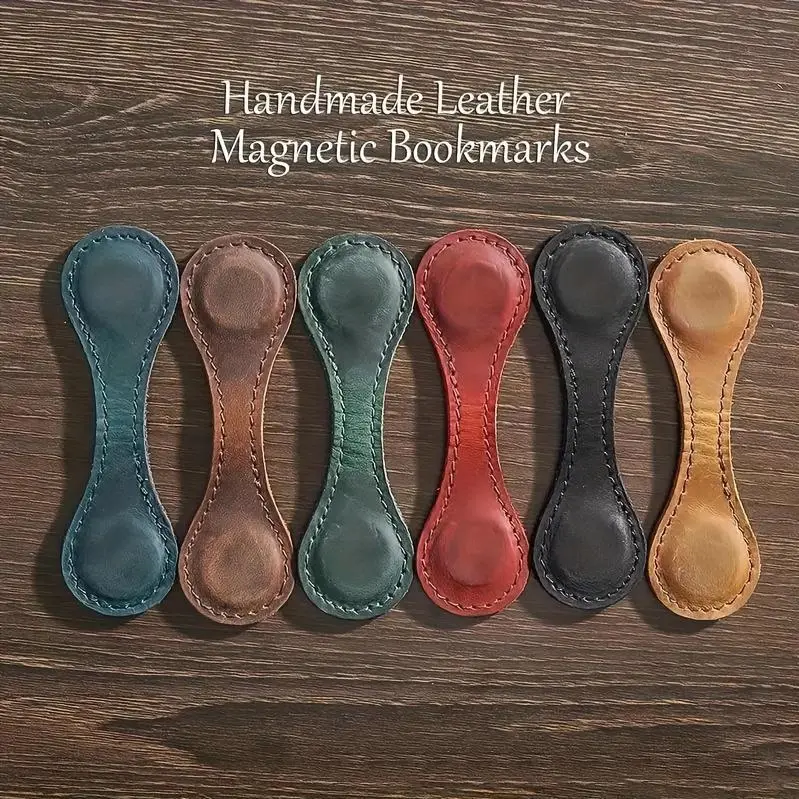 5pcs Handmade PU Leather Bookmarks - Double-Sided Retro Style, Page Markers, Perfect for Gifts, Office & School Supplies, Reading Accessories Random Different Colors