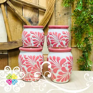 Set of Pink Espiga Plumeado Cantarito Cup - Set Clay Cantarito