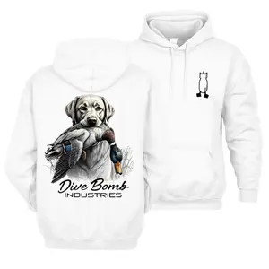 Dive Bomb Industries Duck Dog Hoodie, Classic Labrador Retriever Hunting Pullover, Vintage Waterfowl Hunter Gift Outdoor Duck Hunting Hoodie, Retro Dog Handler S fishing merch purple top jojo cashmere sweater evolution hoodie slim  fit  baggy