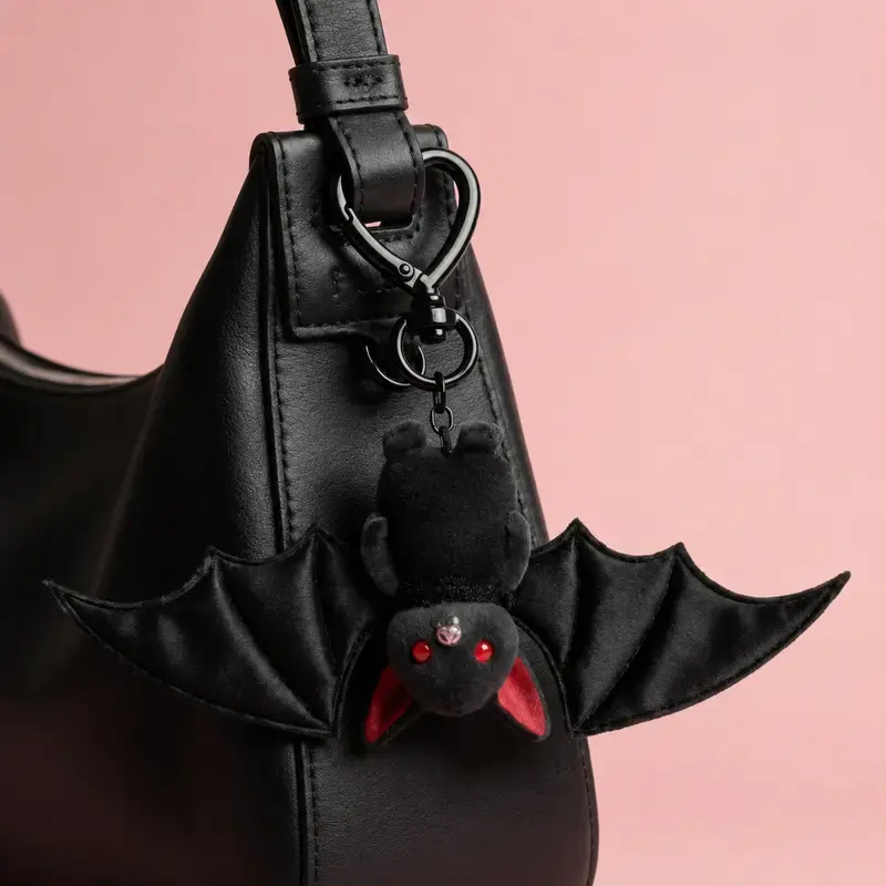 September Laurel Lovely Cartoon Black Bat Baby Keychain Charm, Mini Decor Pendant for School Bag, Backpack Daily Ornament  Halloween
