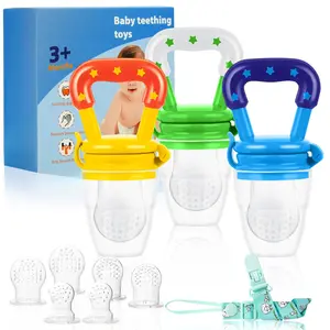 Baby Fruit Feeder/Fresh Food Feeder Pacifier (3 Pack)- Infant Teething Feeders |   Silicone Teether for Babies |   Baby Solid Food Pacifier Essentials for Babies Toddlers Infants Kids