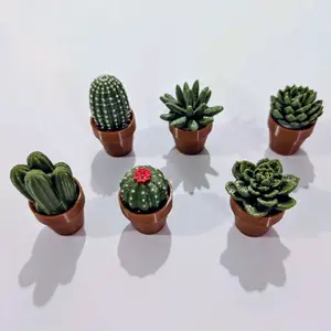 3D Fidgits Set of 6 Figurines Clicker Spinner Prints Plant Succulent Theme Fun for All Collectible Desk Toys Bundle Kitchen Decoration for Window