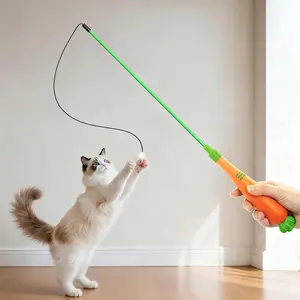 Interactive Carrot Cat Teaser with Laser & Fiber Optic Light – Perfect for Kitten Playtime!
