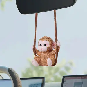 Cute Monkey Car Hanging Ornament – Funny Swinging Rearview Mirror Decor