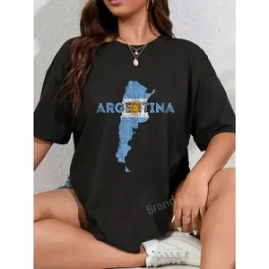 100% Cotton Argentinian Map and Flag Souvenir - Distressed Argentina T-Shirt