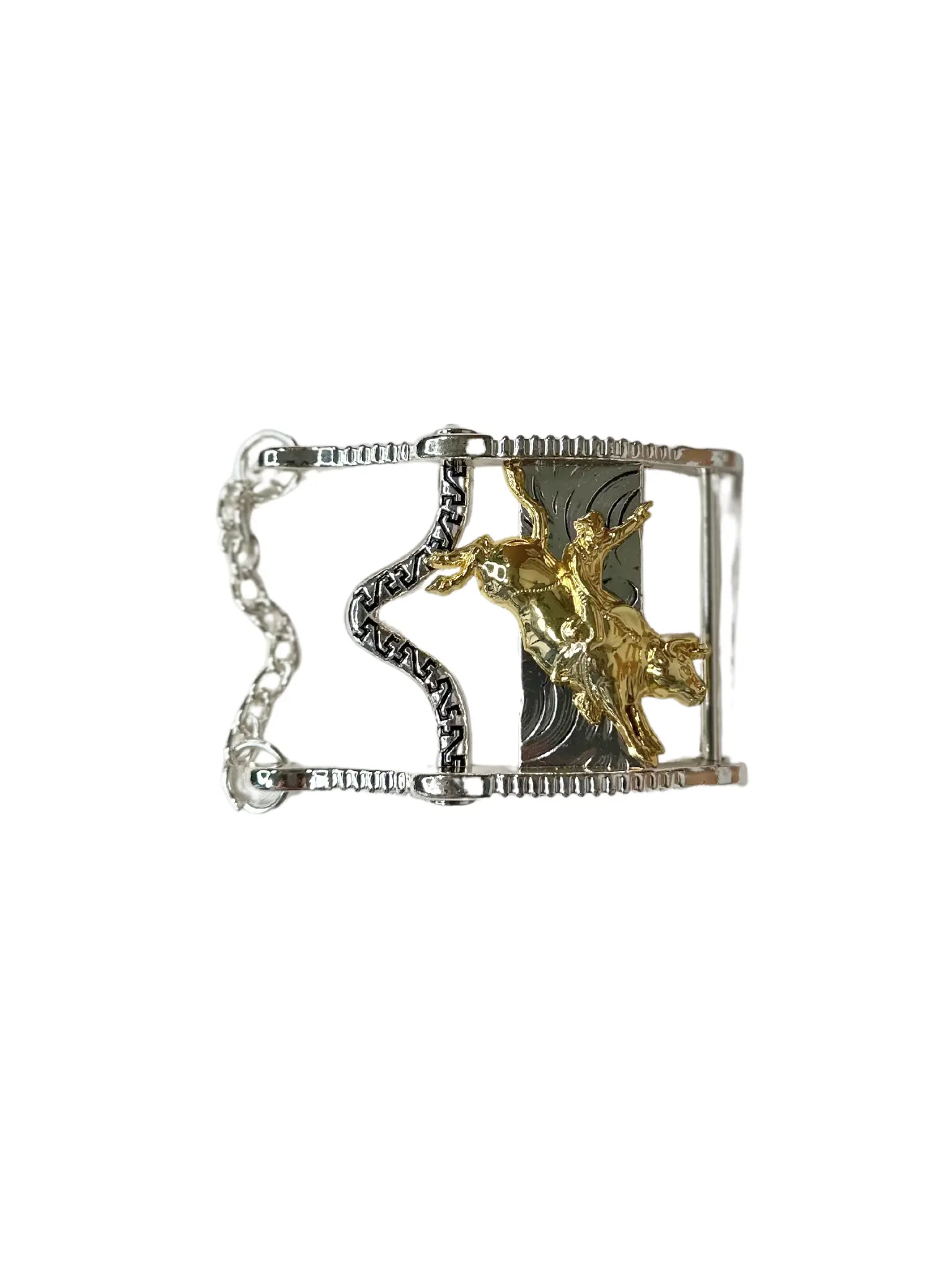 Bull Rider Buckle - Silver/Gold