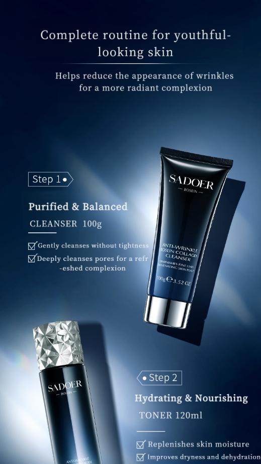 Pro-Xylane & Collagen Skincare Gift Set, Gentle Cleansing and Hydrating Nourishment, 7-Piece Facial Care Collection for Dry Skin, Valentine's Day Gift