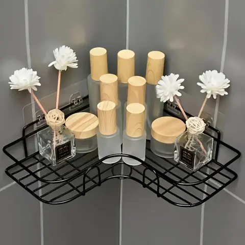Corner Bathroom Shelf Set, No-Drill Triangle Organizer Rack for Bathrooms & Kitchens, 1 Piece/2 Pieces Storage Box Cabinet Shelf for Bathroom Decor Supplies, Bathroom Accessories Organizer, Bathroom Gadgets
