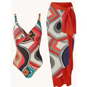 Women's Explosive Print Swimwear Sets - 1-Piece Bathingsuit, 2-Piece Bikini with Beach Skirt