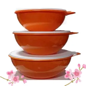 Orange Mixing Bowls Set of 3 Tableware 7.5L, 4.5L, 2.75L Stylish Cookware