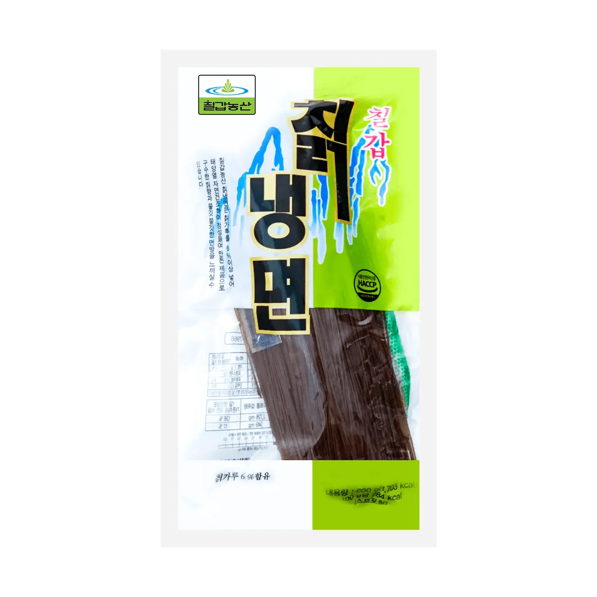 CHILKAB Korean Cold Noodles (Naengmyeon) - 4 Servings, 600g - Authentic Korean Buckwheat Noodles with Seasoning Pack