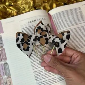 Cheetah Print Bible Bow Bookmark-Bookmark Clips