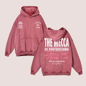 "The Mecca Of Bodybuilding" Gold's Gym Oversize Washed Hoodie, Gym Apparel, Workout Wear, Training Women's Top, For Her, Gym Women's Outfit