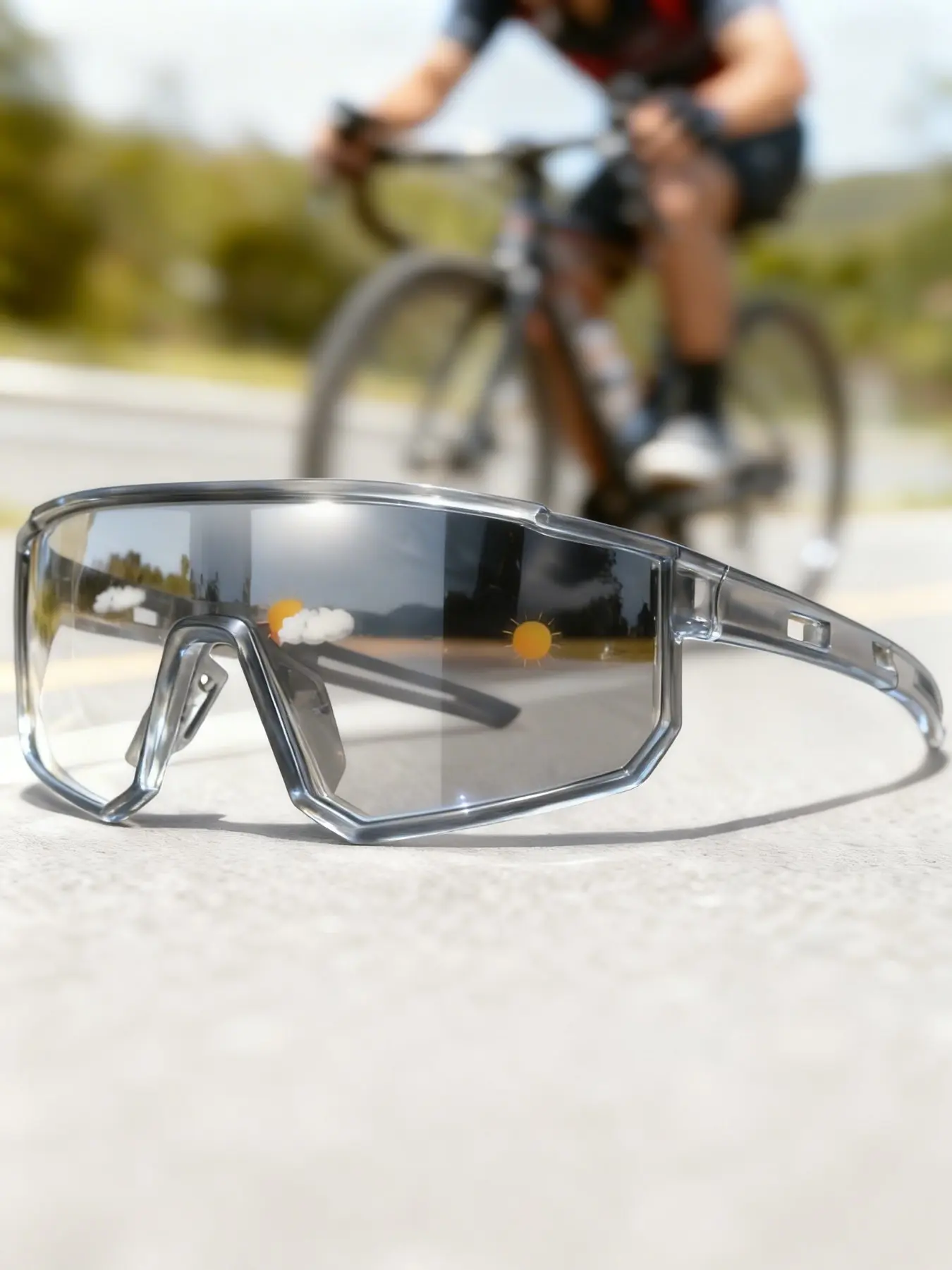 1 Pair POAT Photochromic Cycling Glasses, Biking Sunglasses, Cycling Eyewear, Bike Glasses, EU&US Style Outdoor Sports Gear, Soft Comfortable Nose Pads, Daily Wear Running, Holiday Gift