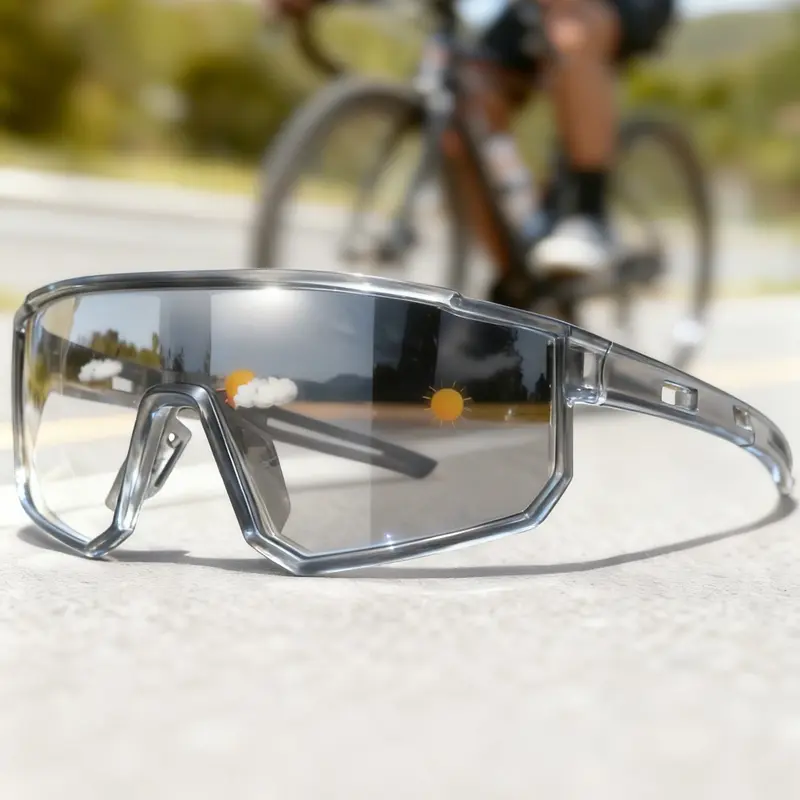 1 Pair POAT Photochromic Cycling Glasses, Biking Sunglasses, Cycling Eyewear, Bike Glasses, EU&US Style Outdoor Sports Gear, Soft Comfortable Nose Pads, Daily Wear Running, Holiday Gift