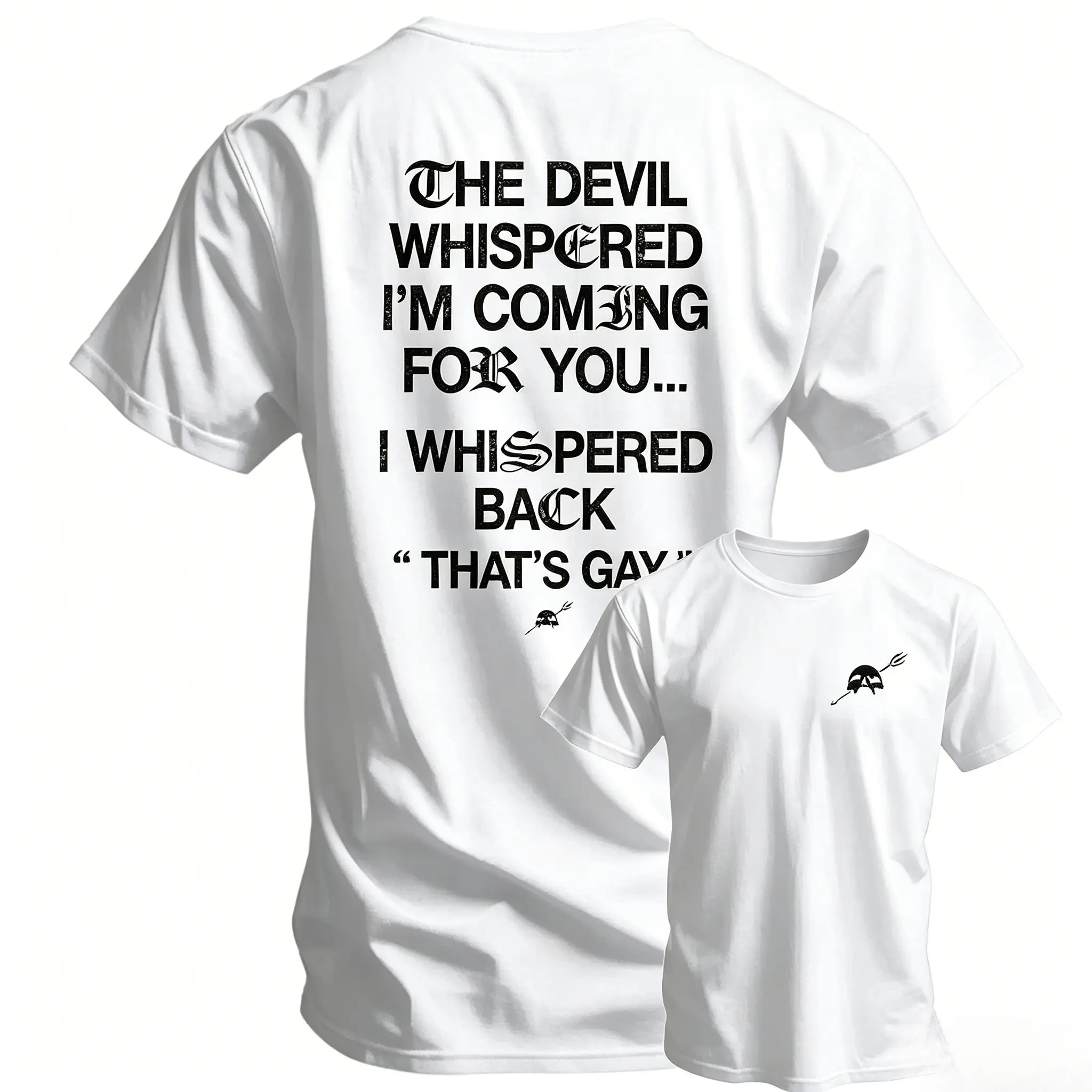 Cotto The Devil Whispered I'm Coming For You Men's T-Shirt Training Tee Funny Graphic Tee for Men Casual Daily Wear Summer Short Sleeve Top