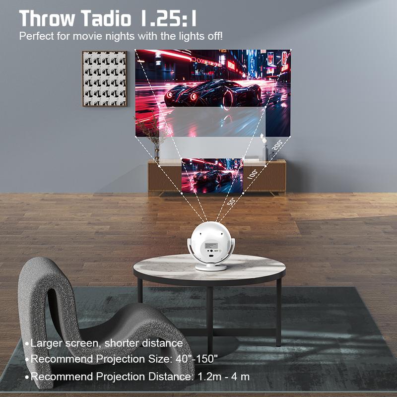 XBJ Portable Projector with WiFi 5G & Bluetooth, HD Home Video Projector for Outdoor Movies, 200" Screen with Built-in Speaker, Support 360° Correction Audio projector 4k projector for bedroom projectors