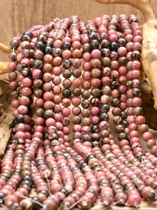 Natural Rhodonite gemstone beads - 4/6/8/10mm for DIY jewelry making, Beaded Jewelry, such as necklaces, bracelets, and earrings. Perfect for handmade Christmas and Valentine's Day gifts.